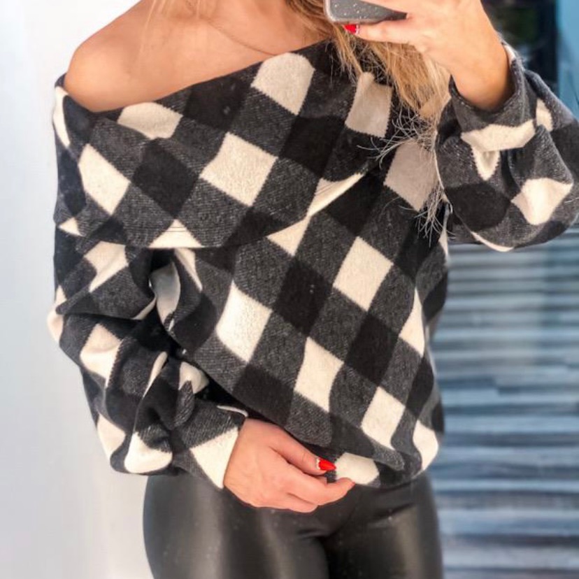 White Birch Off The Shoulder Plaid Top Nwot
